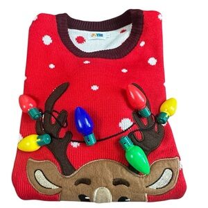 JOYIN Ugly Christmas Sweater – Reindeer with Christmas Lights. Size Large
